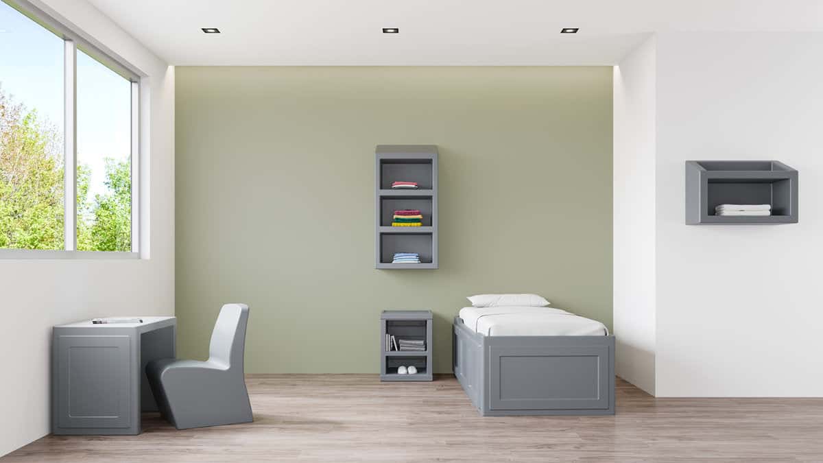 Behavioral health common area with ligature-resistant furniture