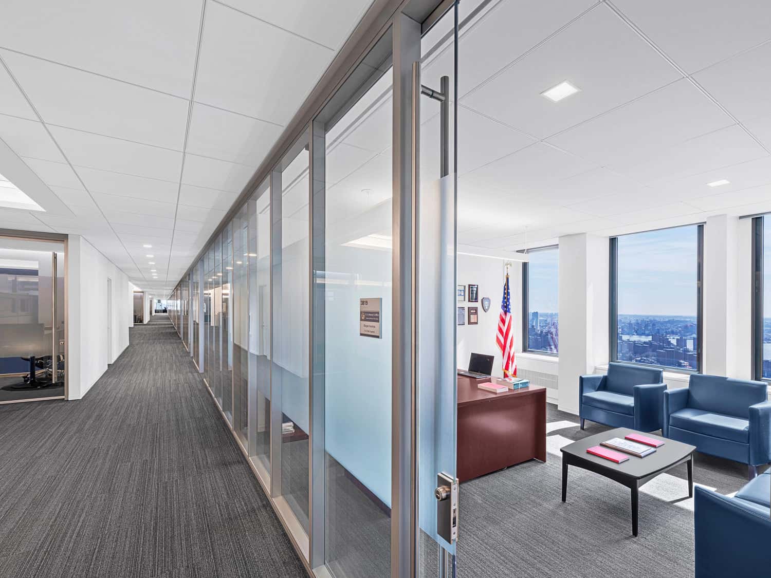 Government office suite with private office and lounge seating